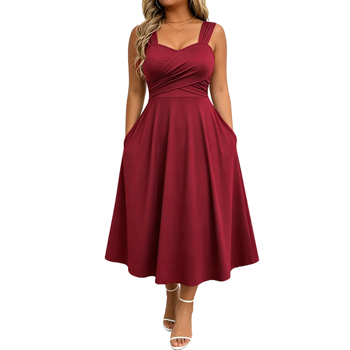 Katjaa - Vestido Elegante Sem Mangas Com Bolsos