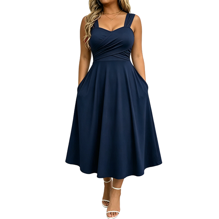 Katjaa - Vestido Elegante Sem Mangas Com Bolsos