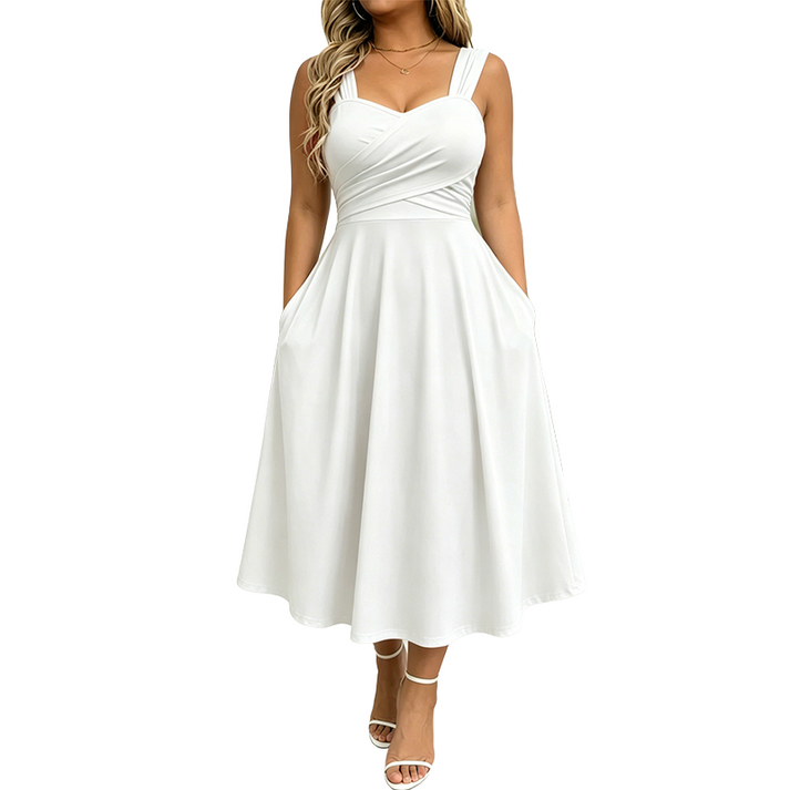 Katjaa - Vestido Elegante Sem Mangas Com Bolsos