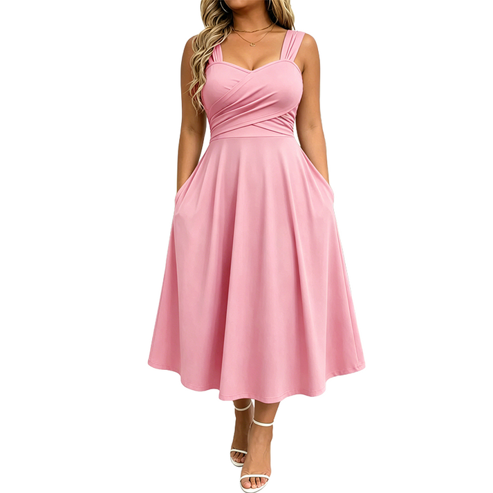 Katjaa - Vestido Elegante Sem Mangas Com Bolsos
