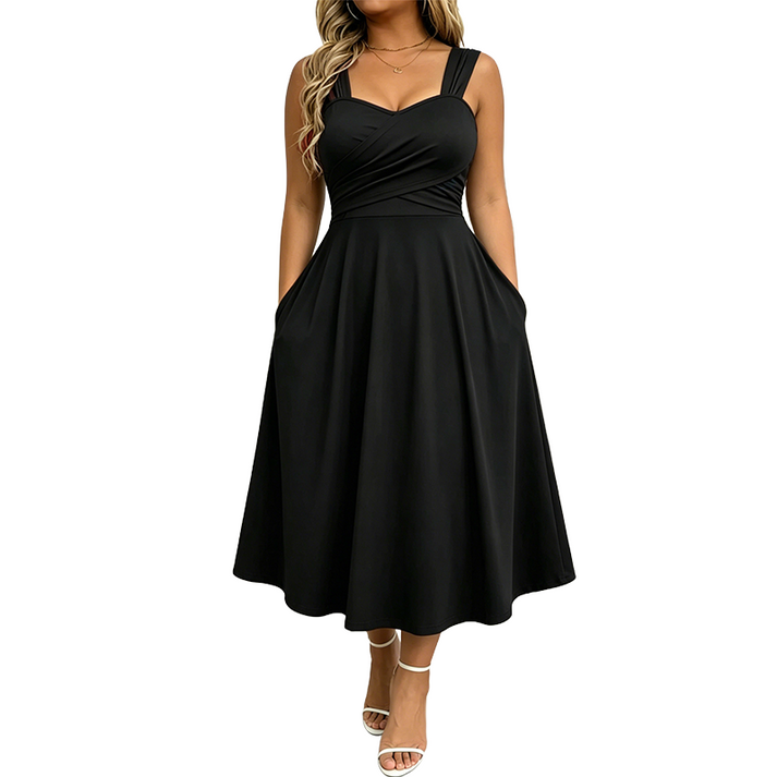 Katjaa - Vestido Elegante Sem Mangas Com Bolsos