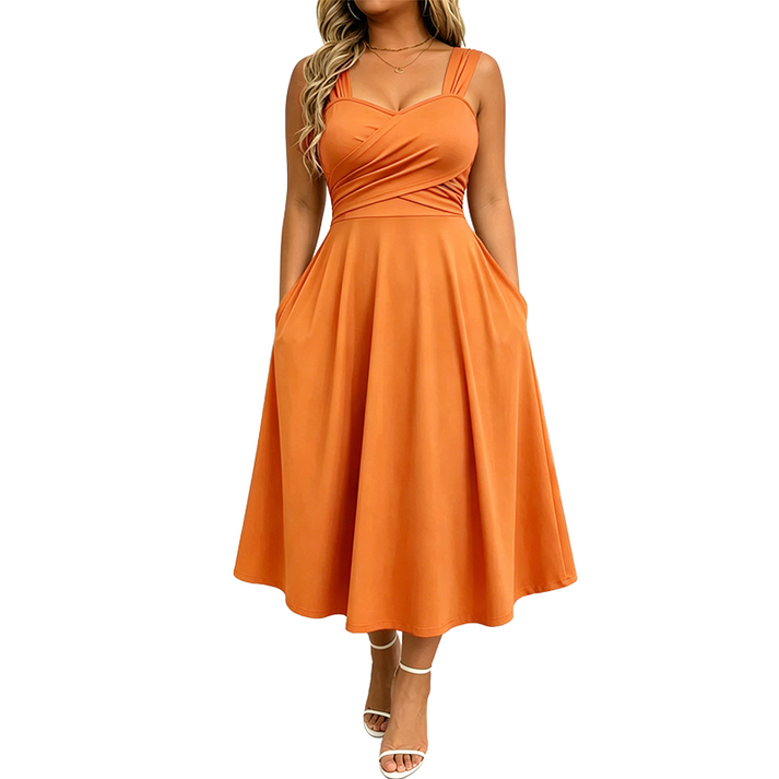 Katjaa - Vestido Elegante Sem Mangas Com Bolsos