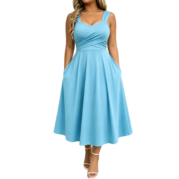 Katjaa - Vestido Elegante Sem Mangas Com Bolsos