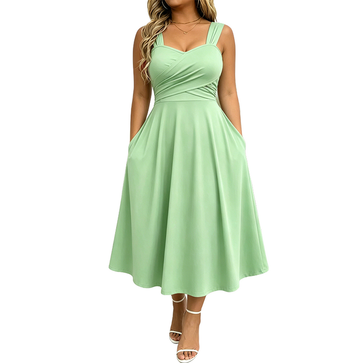 Katjaa - Vestido Elegante Sem Mangas Com Bolsos