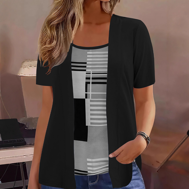 Thaminia - T-shirt De Manga Curta Com Camadas E Estampado Geométrico