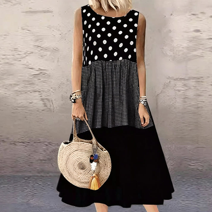 Shezina - Vestido SEM Mangas Em Patchwork