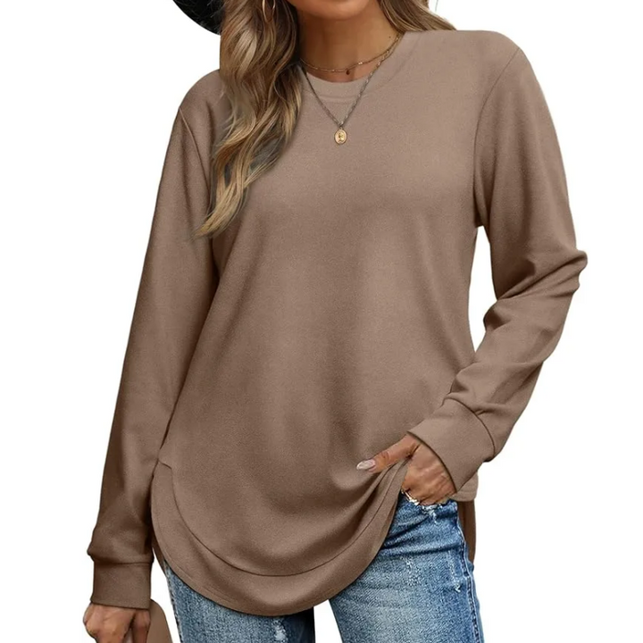 Lizza - Camisola de gola redonda com bainha curva