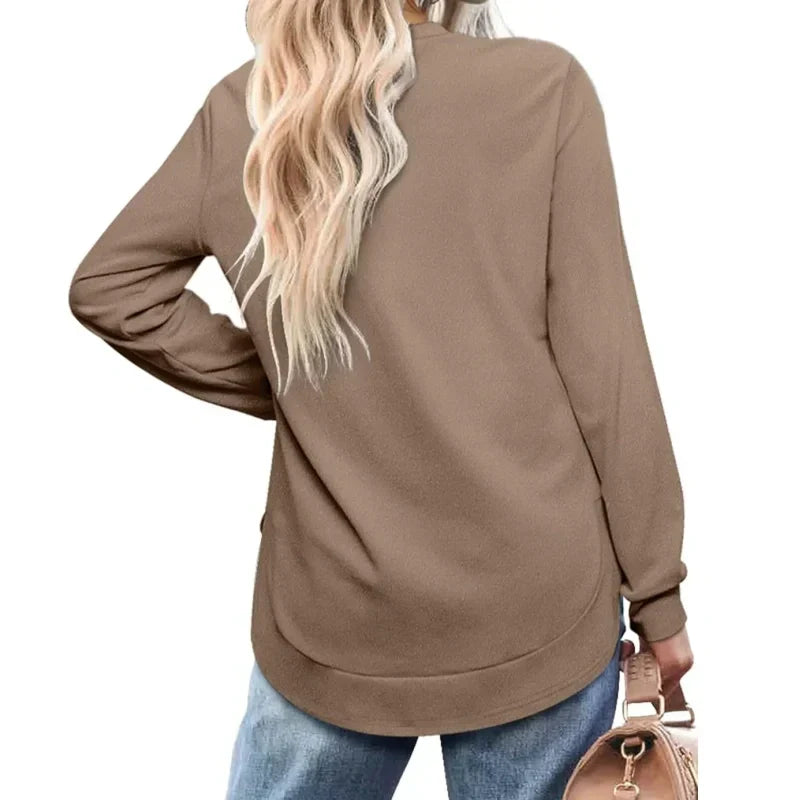 Lizza - Camisola de gola redonda com bainha curva