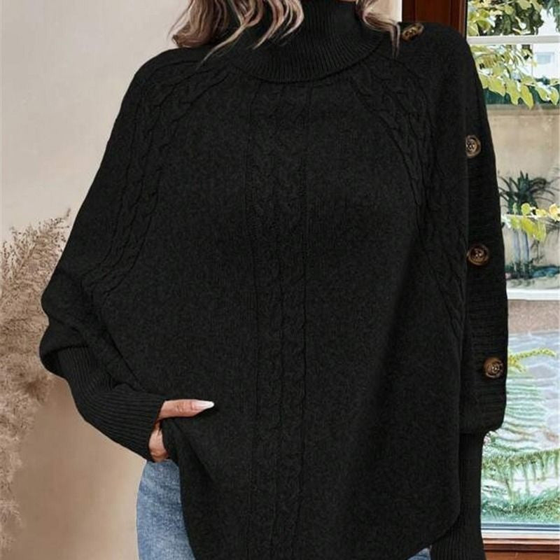 Rylee - Camisola Elegante Com Gola Alta E Bainha Assimétrica