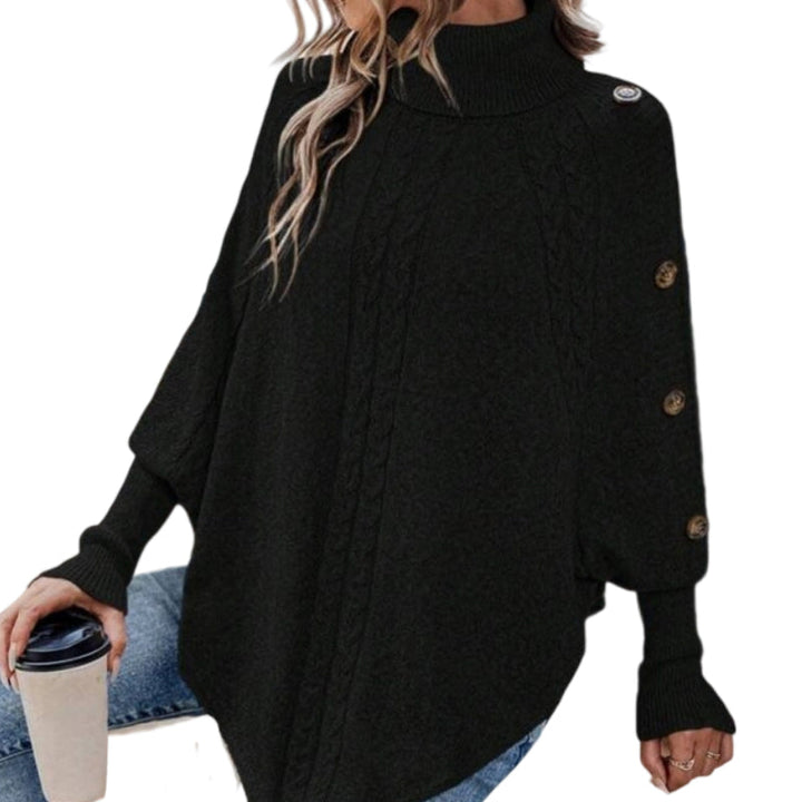 Rylee - Camisola Elegante Com Gola Alta E Bainha Assimétrica