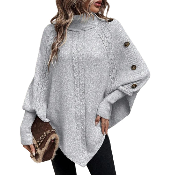Rylee - Camisola Elegante Com Gola Alta E Bainha Assimétrica
