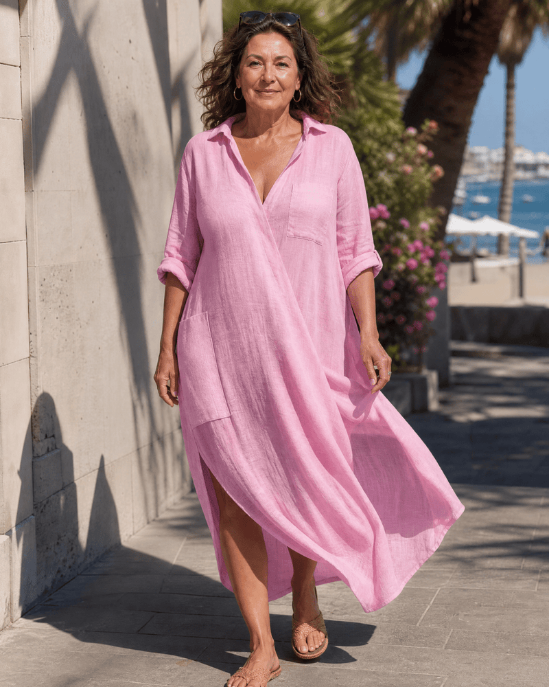Tamanda - Vestido Midi Elegante Com Gola
