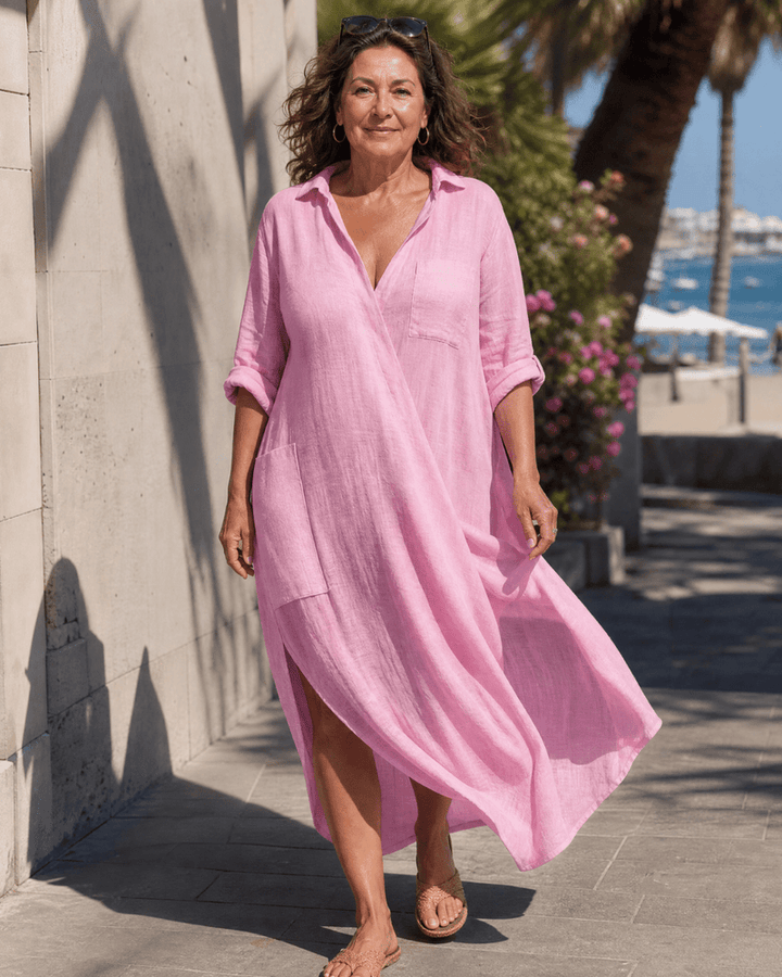 Tamanda - Vestido Midi Elegante Com Gola