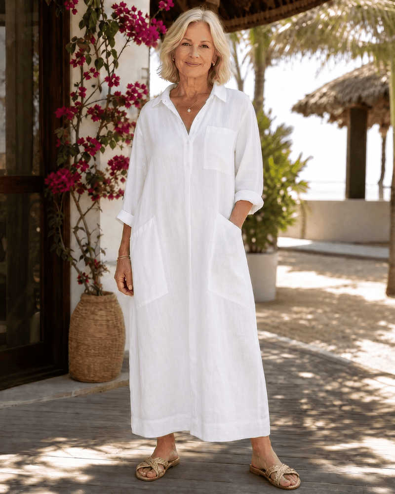 Tamanda - Vestido Midi Elegante Com Gola