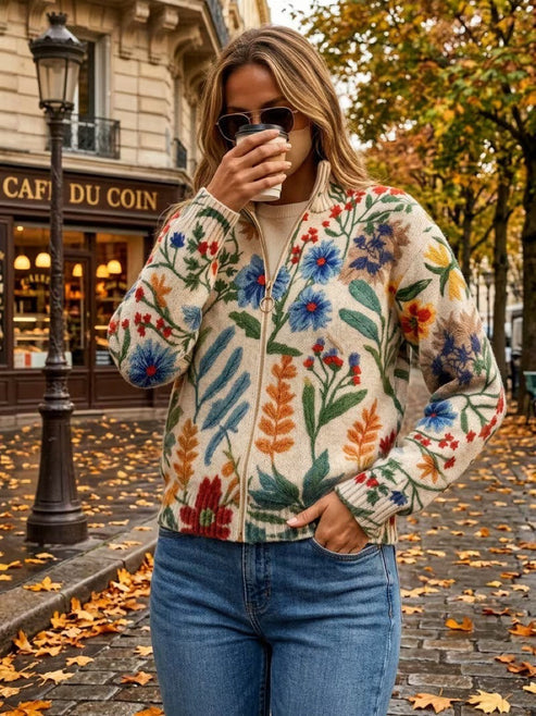 Davan - Casaco Com Fecho E Padrão Floral