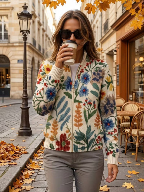 Davan - Casaco Com Fecho E Padrão Floral