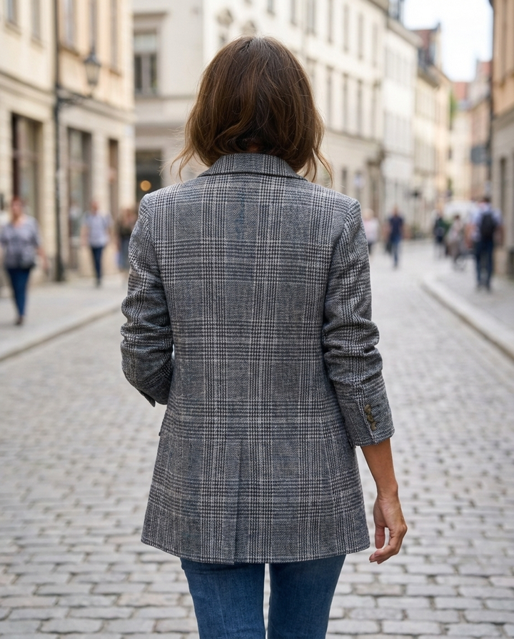 Basia - Blazer De Inverno Elegante a Xadrez