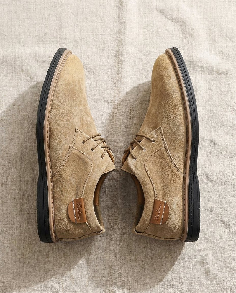 Erling - Sapatos de camurça com atacadores e costuras contrastantes