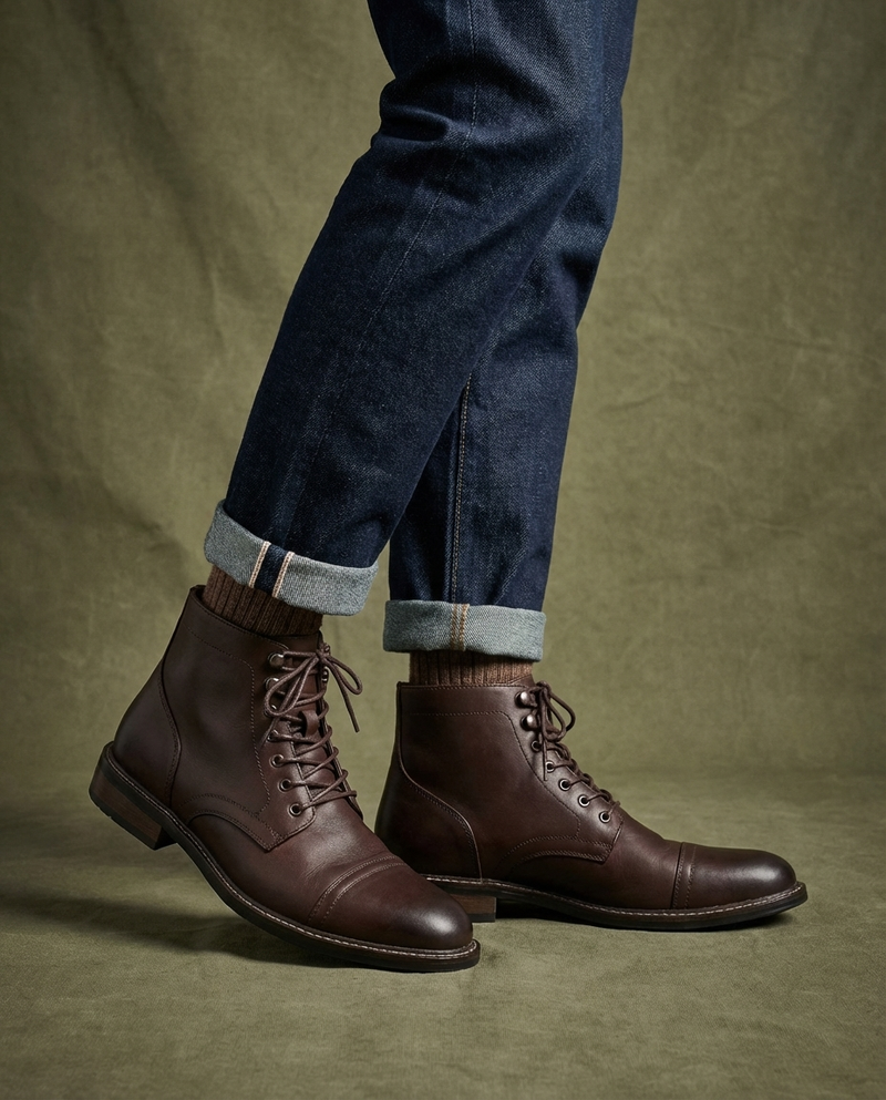 Andersan - Botas de Couro Com Atacadores