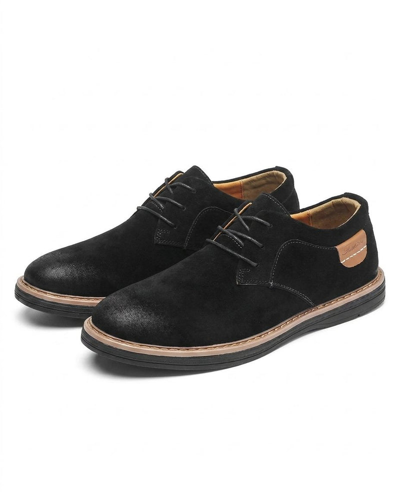 Erling - Sapatos de camurça com atacadores e costuras contrastantes