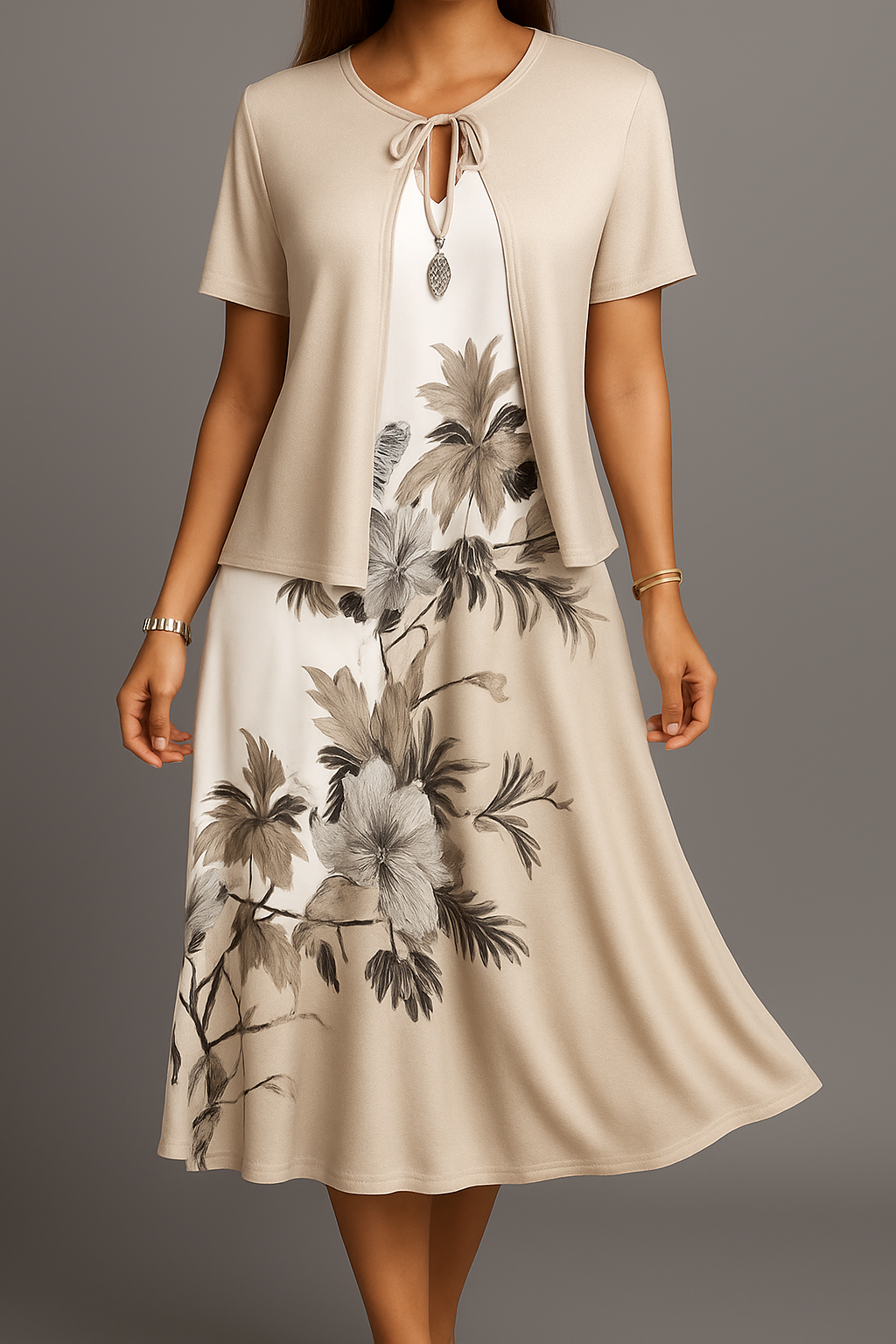 Isadora - Vestido Midi Elegante Em Jersey De Estilo Boémio