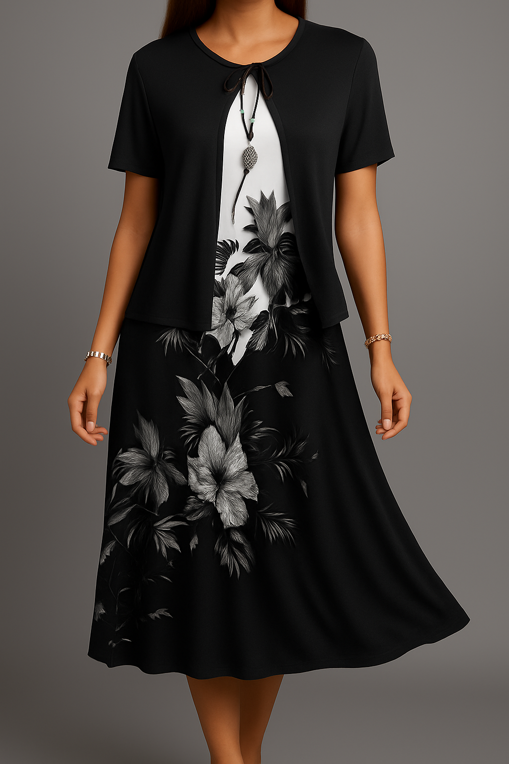 Isadora - Vestido Midi Elegante Em Jersey De Estilo Boémio
