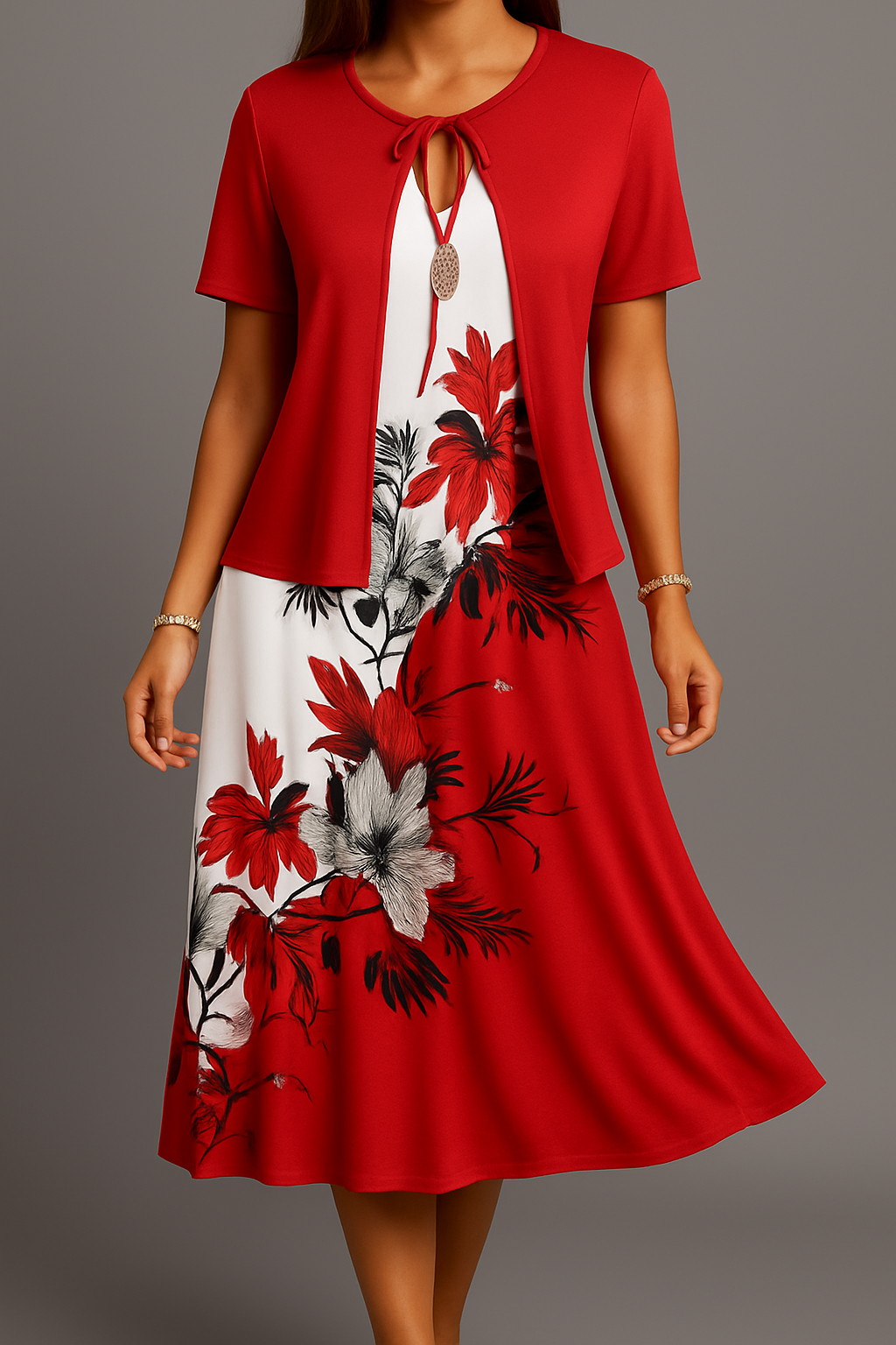 Isadora - Vestido Midi Elegante Em Jersey De Estilo Boémio