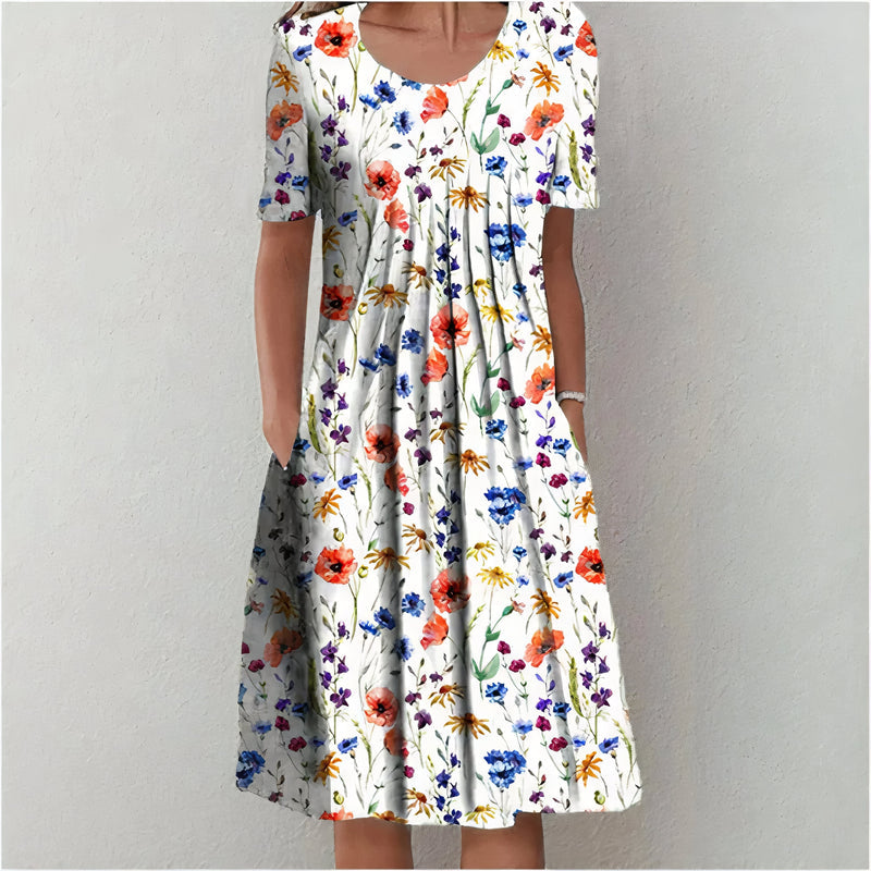 Nicolina - Vestido Floral Elegante em Algodão