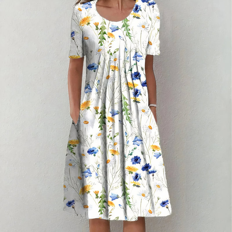 Nicolina - Vestido Floral Elegante em Algodão