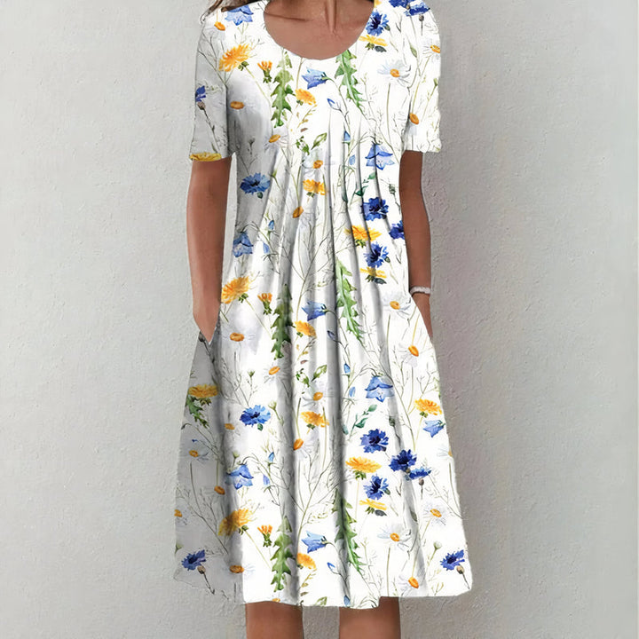Nicolina - Vestido Floral Elegante em Algodão