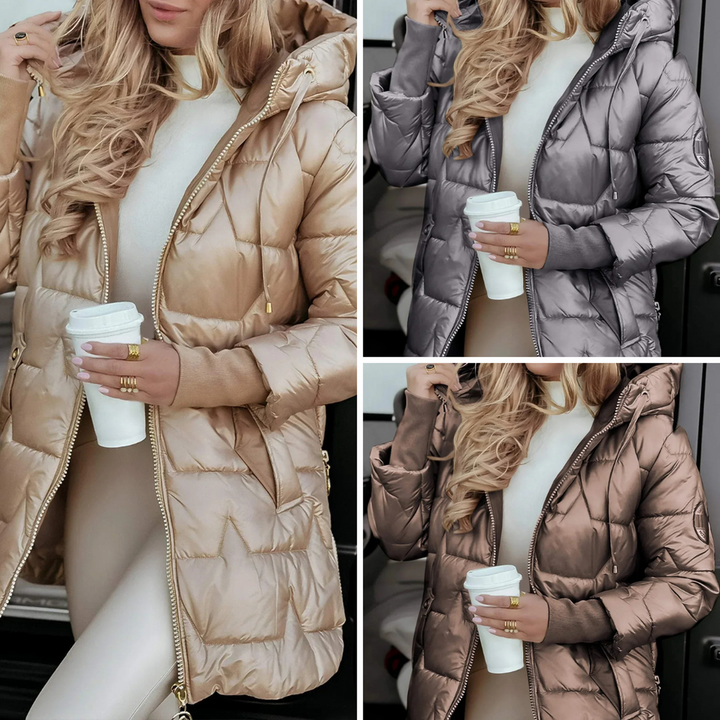 Mageina - Casaco De Inverno Elegante Com Capuz E Acolchoado