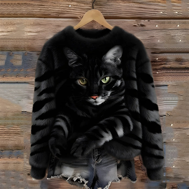 Zohara - Camisola De Pele Sintética Com Estampado De Gato