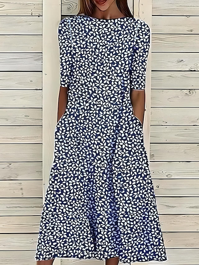 Kwanza - Vestido Midi Esvoaçante Com Estampado Floral